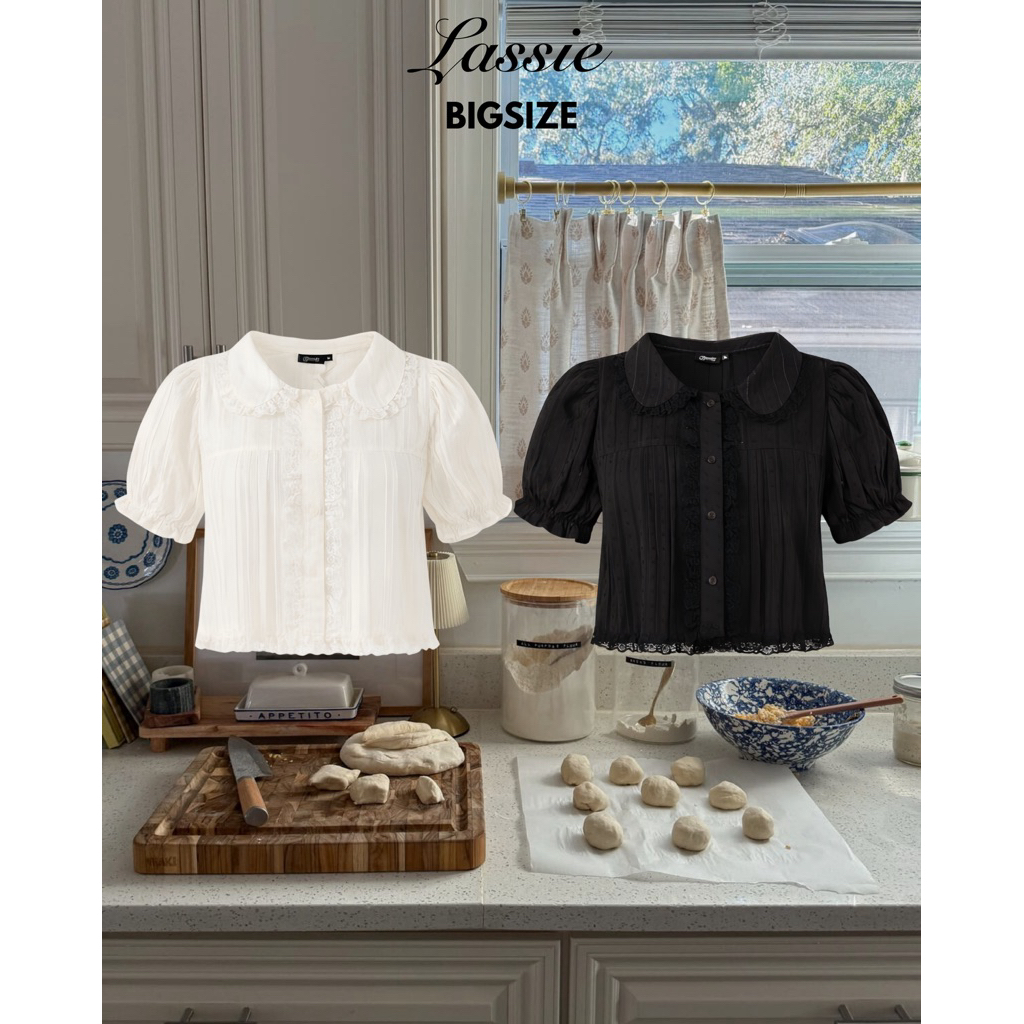 LASSIE BIGSIZE| Áo sơm cổ sen vải tơ mát (65-85kg) mùa hè| MONA TOP