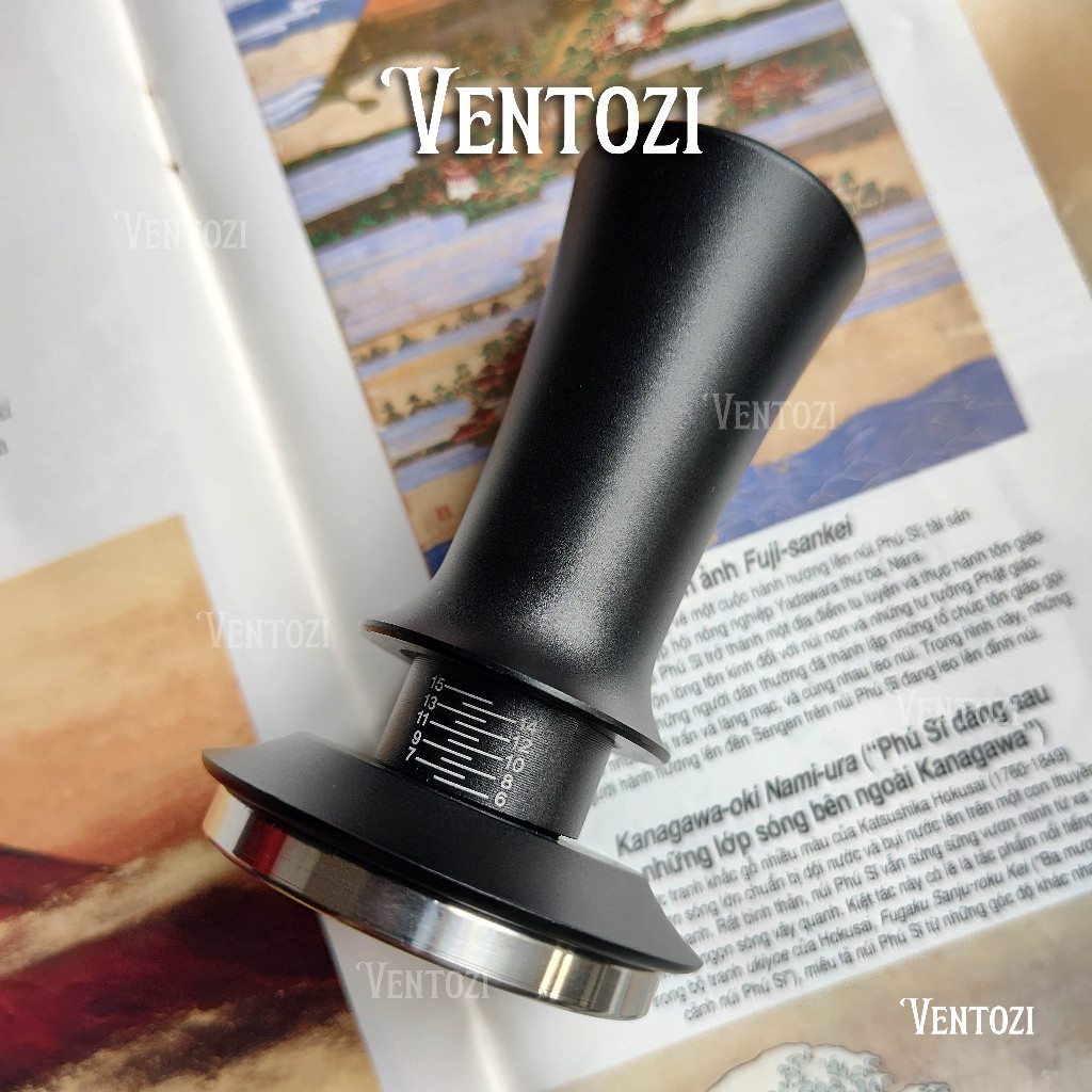 Tamper nén cà phê lò xo trợ lực size 51mm 53mm 58mm, Nén cà phê Coffee Tamper có họa tiết xoáy đồng 