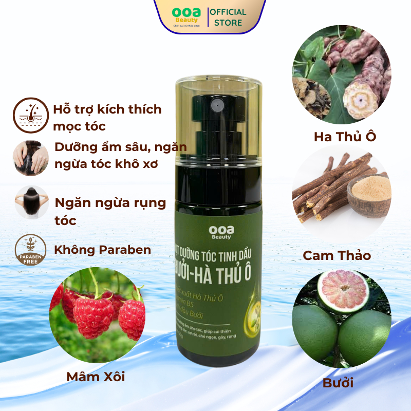 Xịt Bưởi - Xịt Kích Mọc Tóc - Tinh Dầu Bưởi Hà Thủ Ô Ooa Beauty 50ml | Giảm Rụng, Kích Thích Mọc Tóc