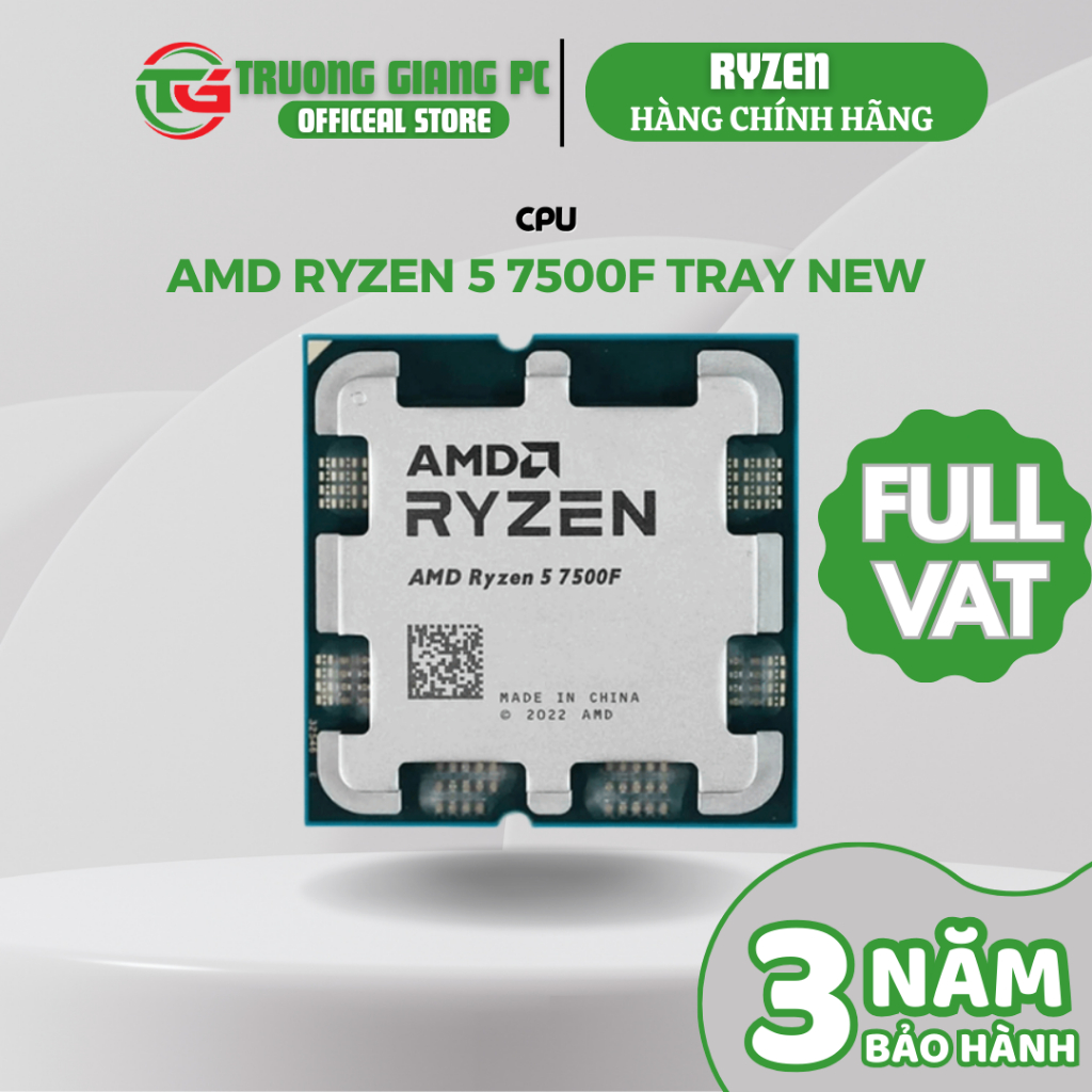 [SẢN PHẨM FULL VAT] CPU AMD Ryzen 5 7500F Tray AM5 - New Tray (Chưa Gồm Fan) BẢO HÀNH CHÍNH HÃNG 36 