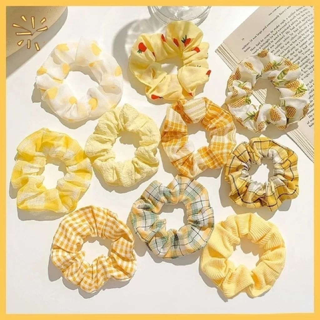 (Hoả tốc) Set dây buộc tóc scrunchies vải nhiều mẫu nhiều hoạ tiết xinh xắn, dây cột tóc scrunchies