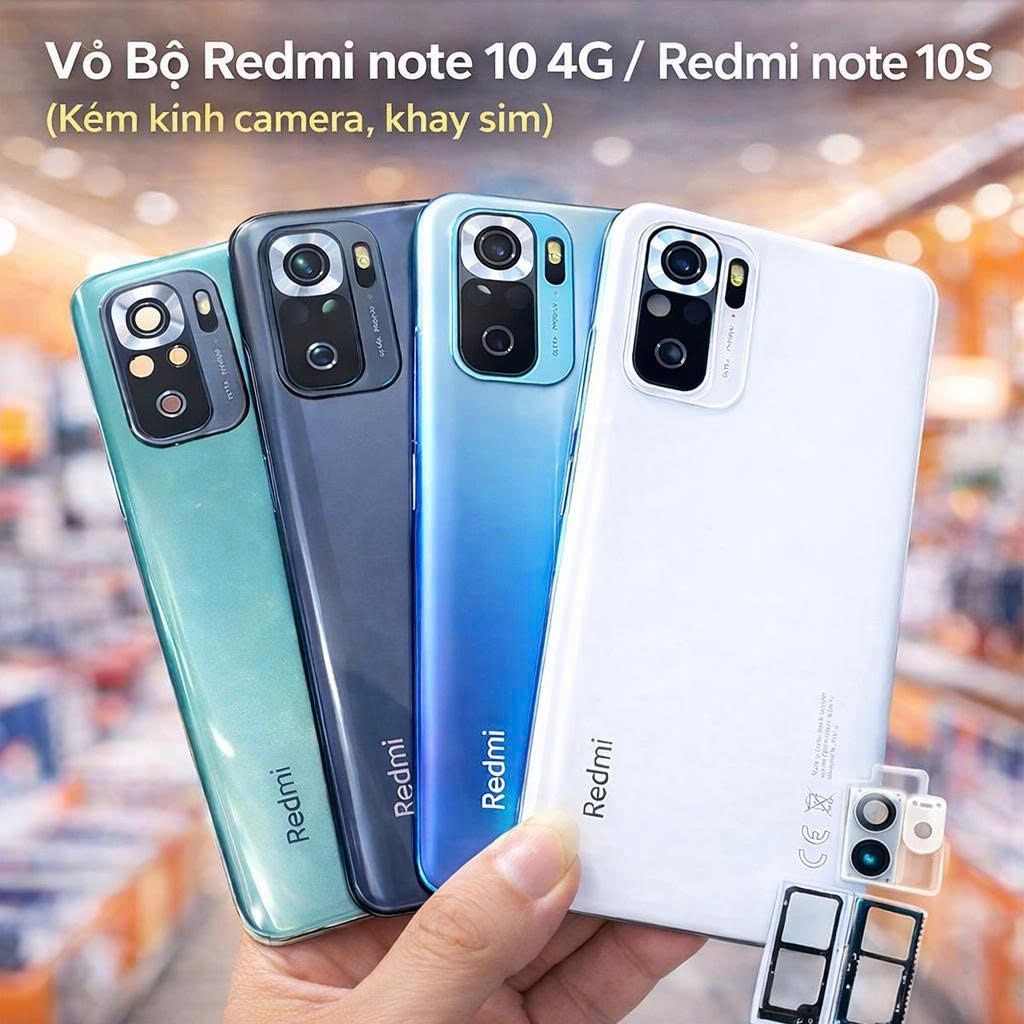 Vỏ Bộ Redmi Note 10 4G/Redmi note 10s,kèm kính camera ,khay sim