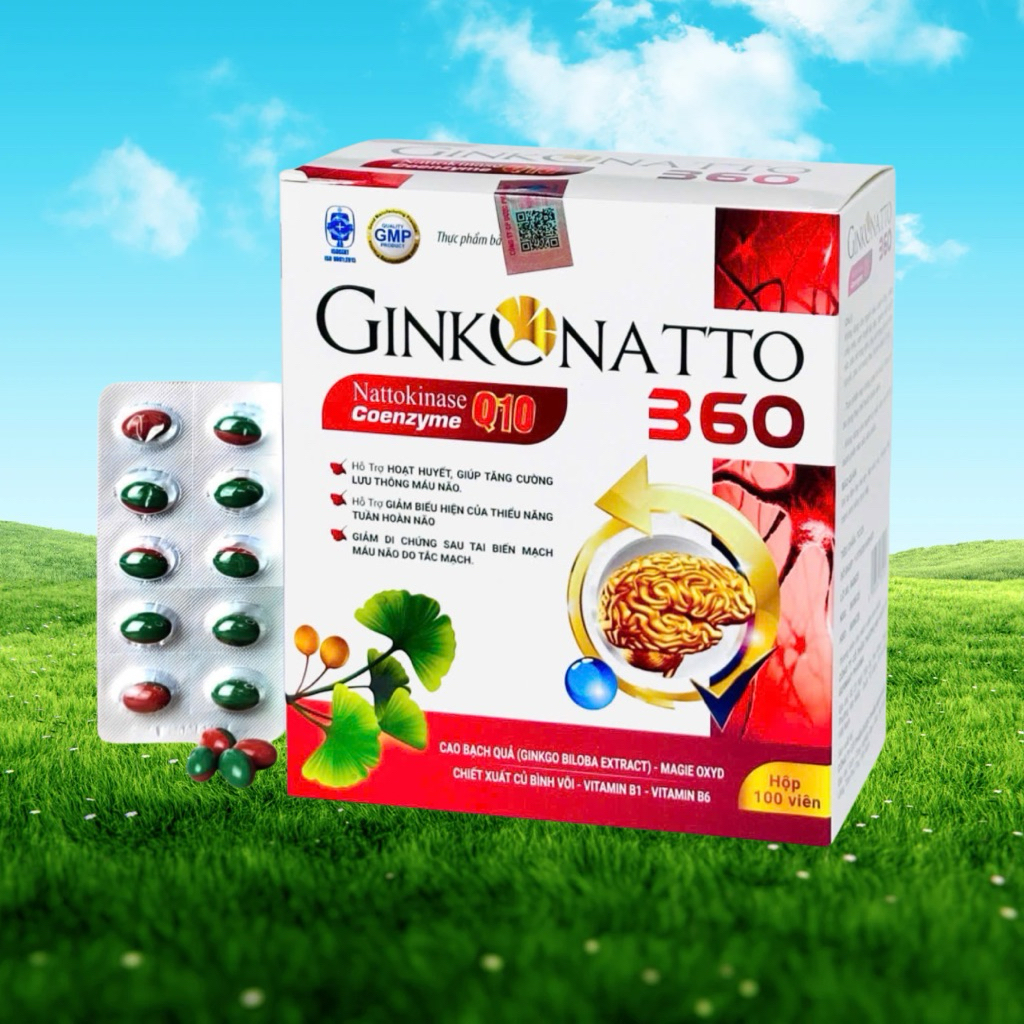 Bổ não  Ginko nato Coenzym Q10 ( hộp 100 viên), ND, hoạt huyết dưỡng não.