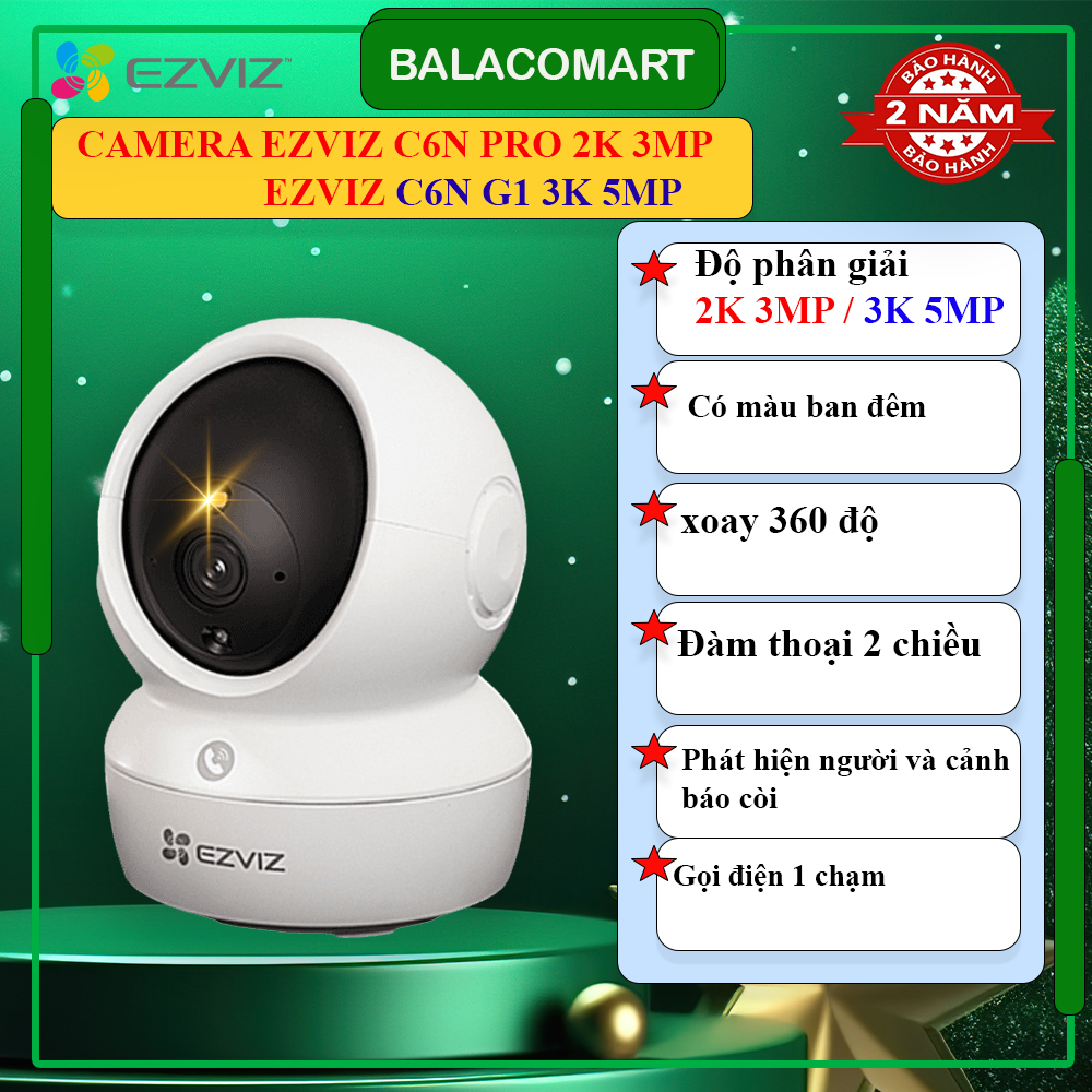 Camera WIFI trong nhà xoay 360 Ezviz C6N PRO, H6C PRO, H7C đàm thoại 2 chiều theo dõi thông minh