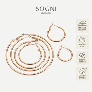 Bông tai nữ titan SOGNI Vita tròn bảng vừa mạ vàng PVD 18K thép không gỉ NNE0327