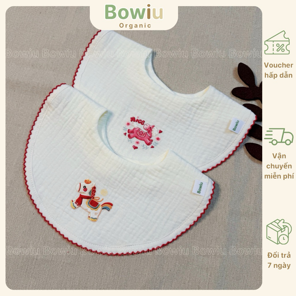 Yếm Muslin Hình Ngựa Pony Cho Bé 🦄 | Yếm Thấm Hút Xô Muslin Mềm Cho Bé Trai và Bé Gái