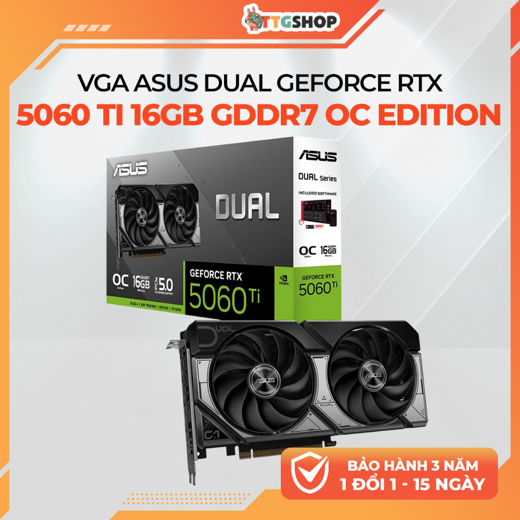 VGA ASUS Dual RTX 5060 Ti 16GB GDDR7 OC | Card Màn Hình GeForce RTX 5060Ti 16G | Gaming/Đồ Họa