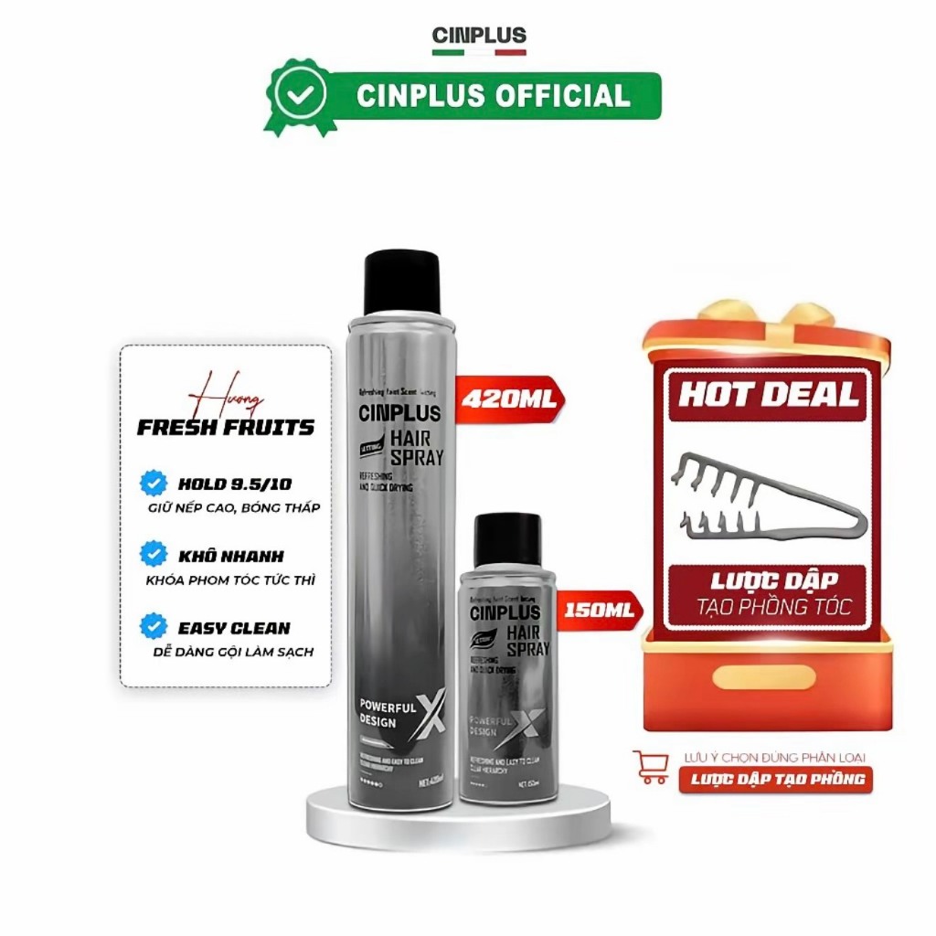 ôm tạo kiểu tóc Cinplus Hair Spray X 420ml chính hãng, giữ nếp tóc, tạo kiểu chỉ 3s - CINPLUS