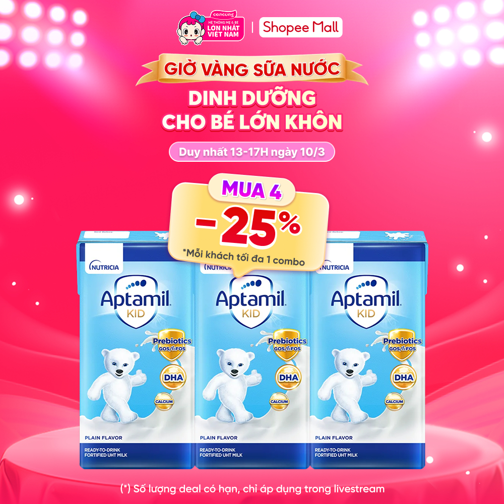 Sữa dinh dưỡng pha sẵn Aptamil Kid, 110ml (lốc 3 hộp) - Con Cưng