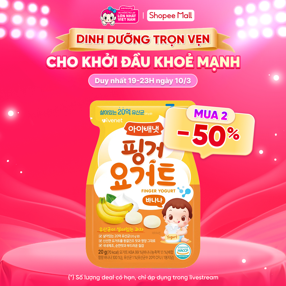 Snack sữa chua sấy khô Ivenet Bebe vị chuối 20g