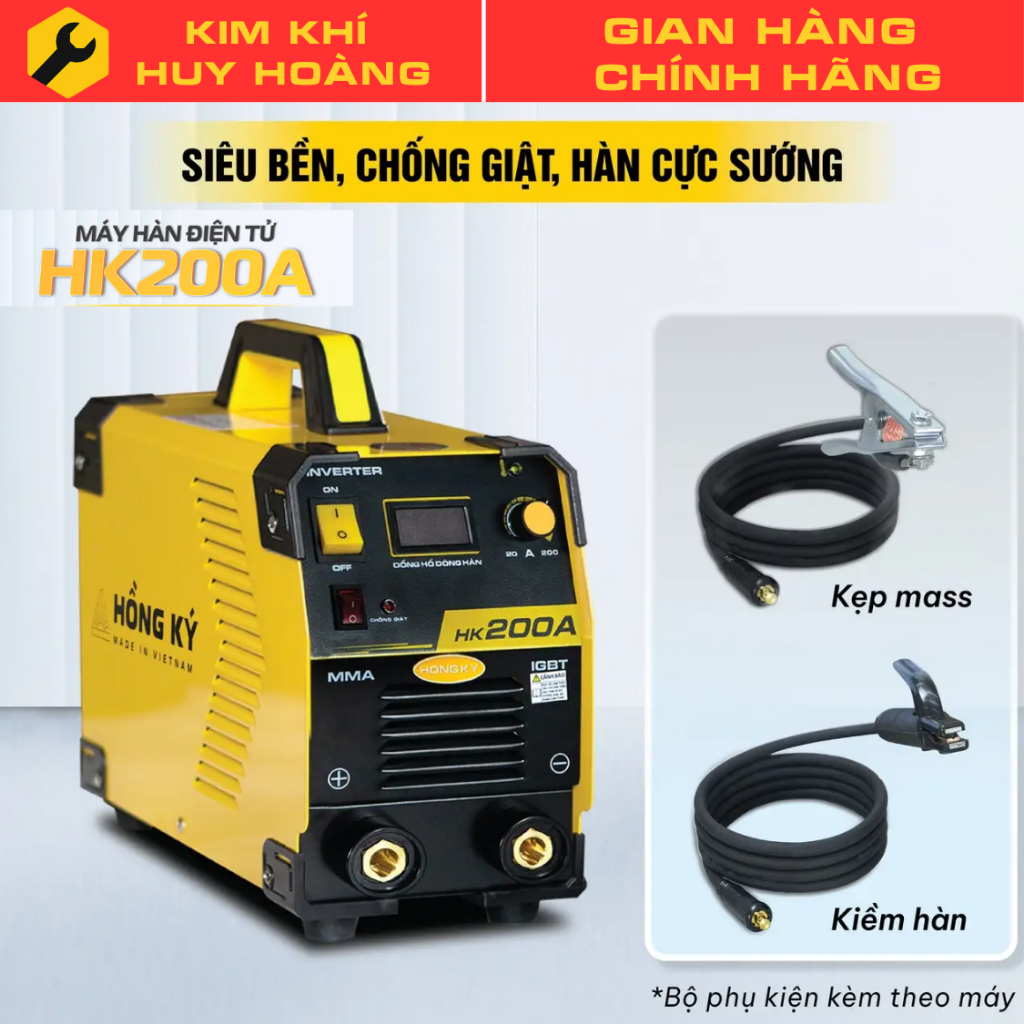 Máy Hàn Điện Tử HỒNG KÝ HK200A Chuyên Sử Dụng Hàn Que 3.2li Và 4li Liên Tục Cả Ngày