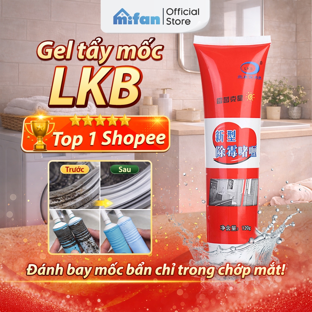 Gel tẩy mốc đa năng LKB 120ml - Tẩy nấm mốc silicon, gioăng cao su máy giặt, mốc chân tường, mốc bàn chải