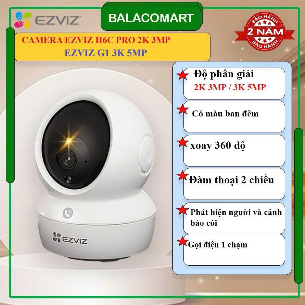 Camera Ezviz H1C, C1C-B, H6C PRO 3MP , H6C PRO 5MP đàm thoại 2 chiều chính hãng