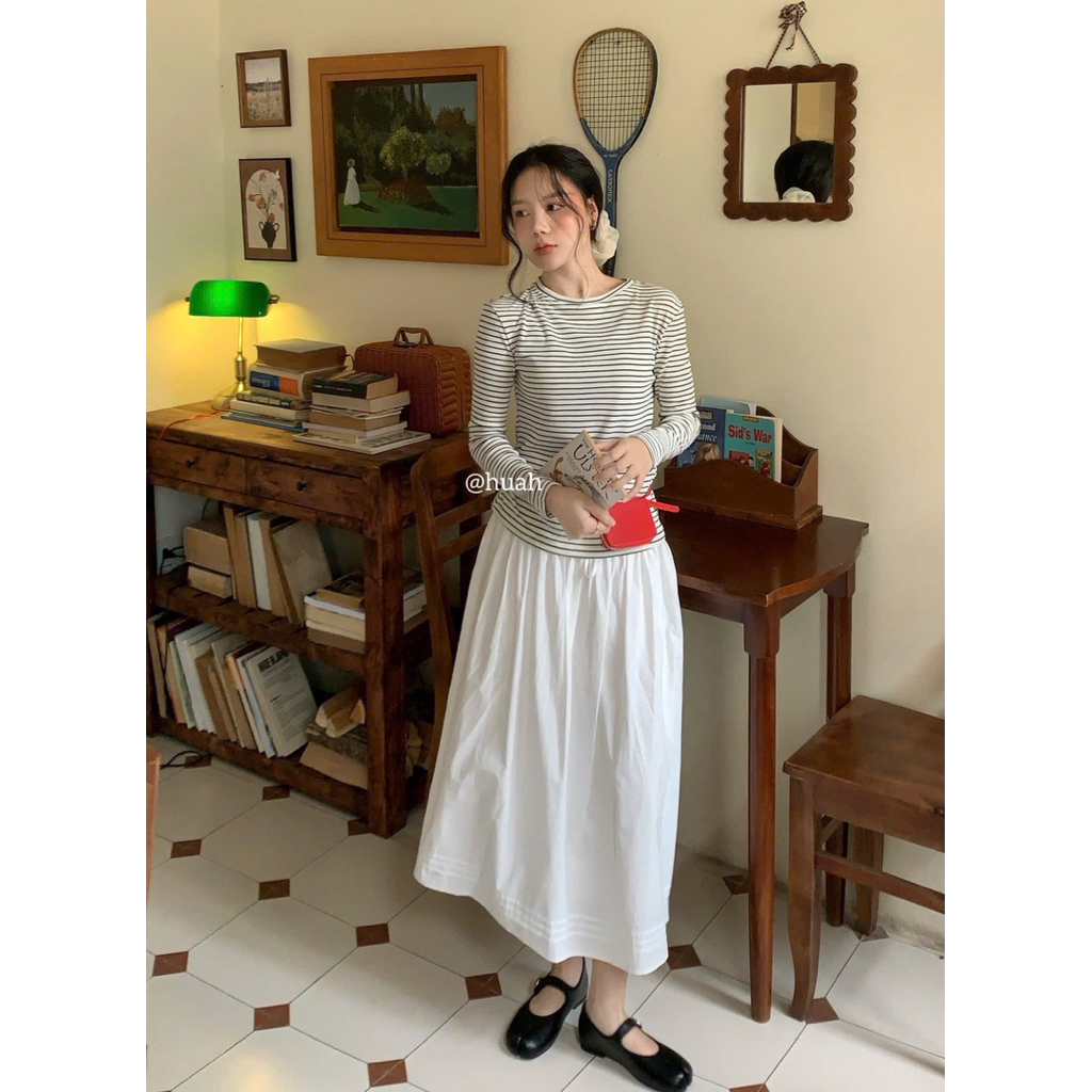 Thun kẻ Basic style Hàn Quốc