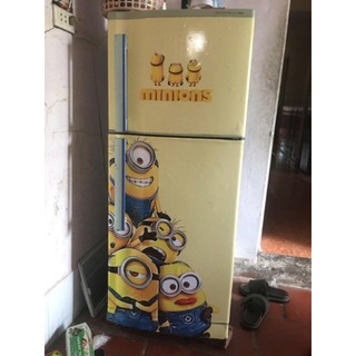 Decal dán máy giặt MINION nền vàng - Tủ lạnh mini