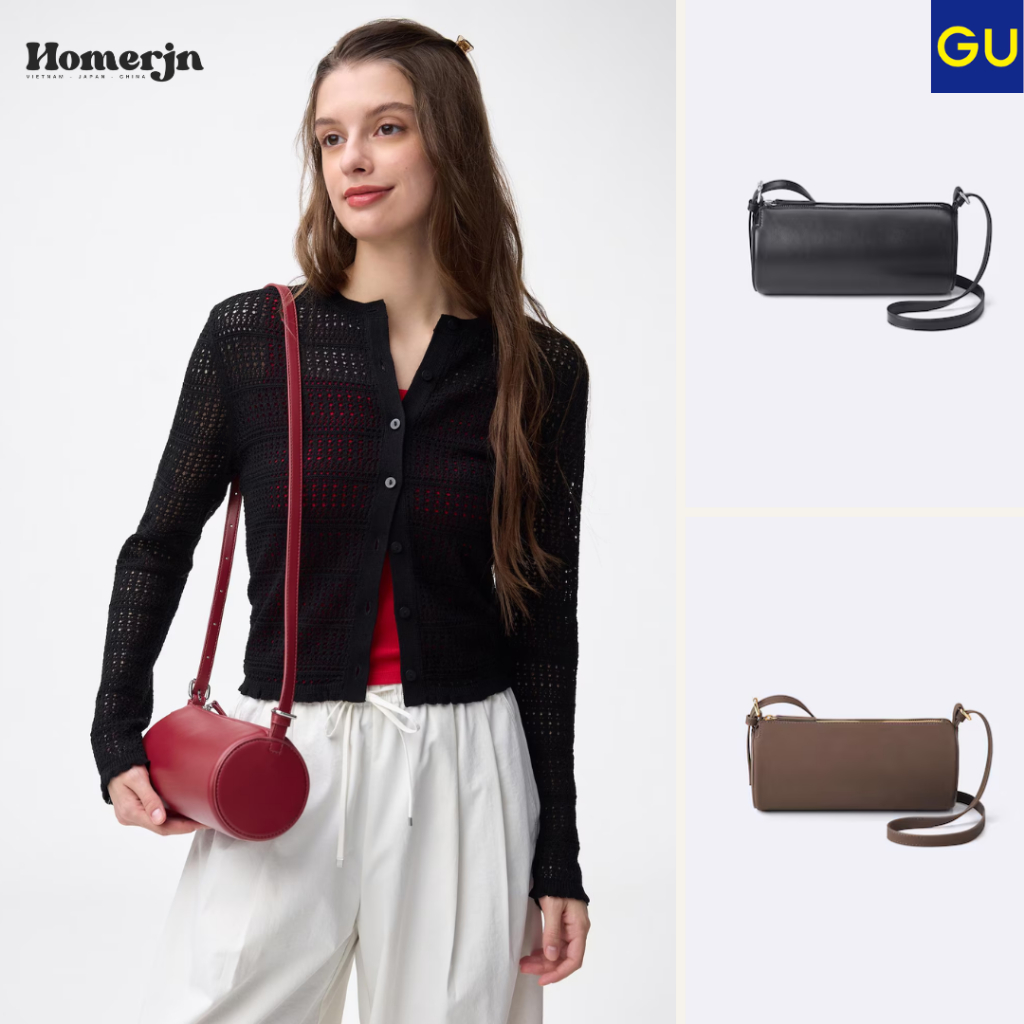 [GU Auth] Túi Xách GU Hình Trụ Da Mịn Cao Cấp 10x24cm - Nội Địa Nhật