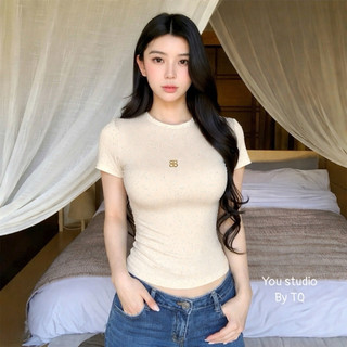 𝐉𝐨𝐲𝐬𝐭𝐲𝐥𝐞 Áo thun nữ 𝗧𝗮𝗴 𝗕𝗕 ôm body đính nhũ lấp lánh, áo croptop thời trang nữ đi chơi