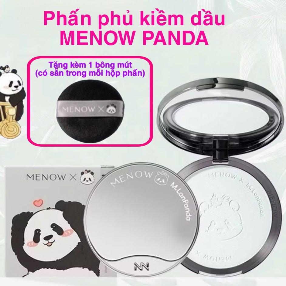 Phấn phủ nén MENOW Menglan Panda kiềm dầu, giữ tone vượt trội 9g/21g