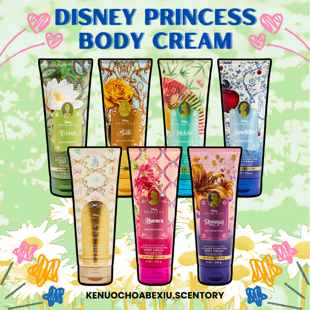 [DISNEY PRINCESS Full 226g] Công Chúa Disney l Rapunzel l Aurora l Mulan l Tiana l Kem Dưỡng Thể Bod