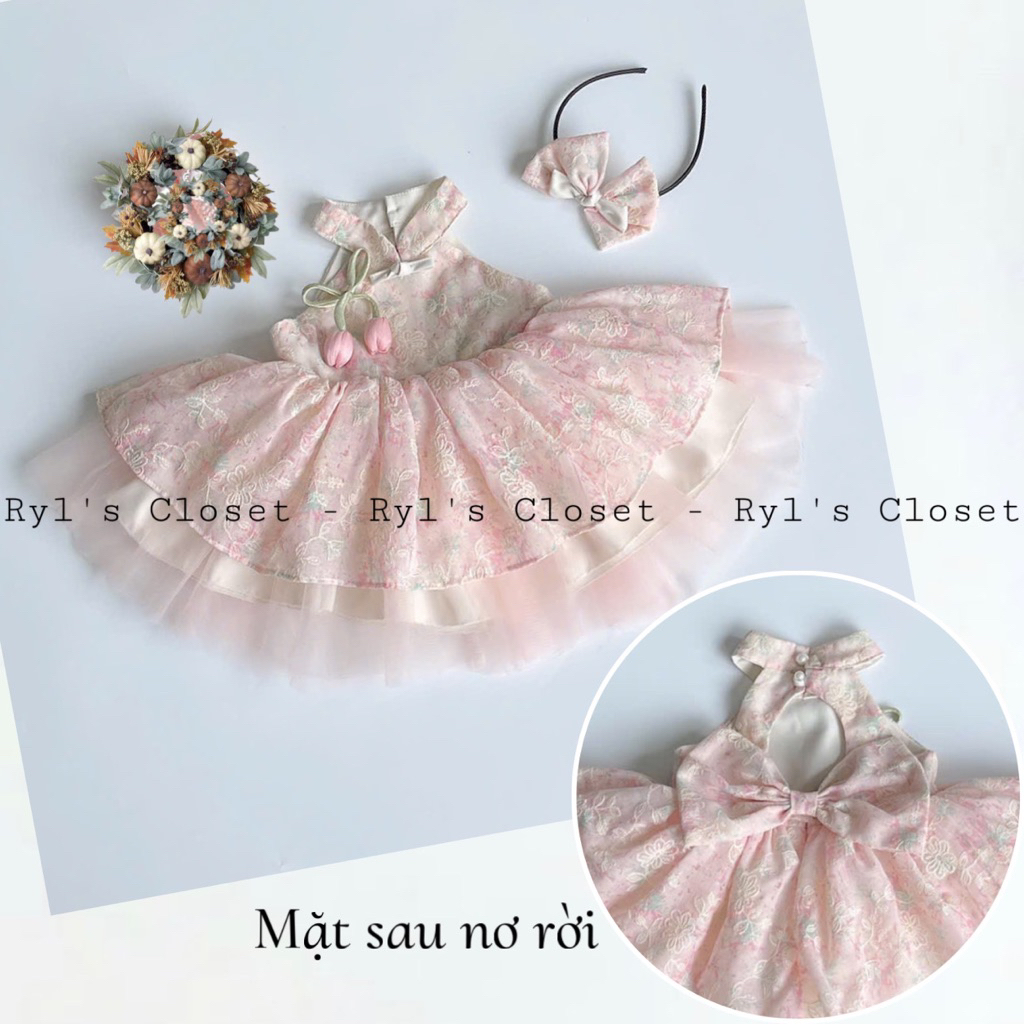 [4-18kg] Váy Lolita Yếm Hoa Tulip RYL’S CLOSET Cho Bé Gái Sơ Sinh, Đầy Tháng, Thôi Nôi, Sinh Nhật V0
