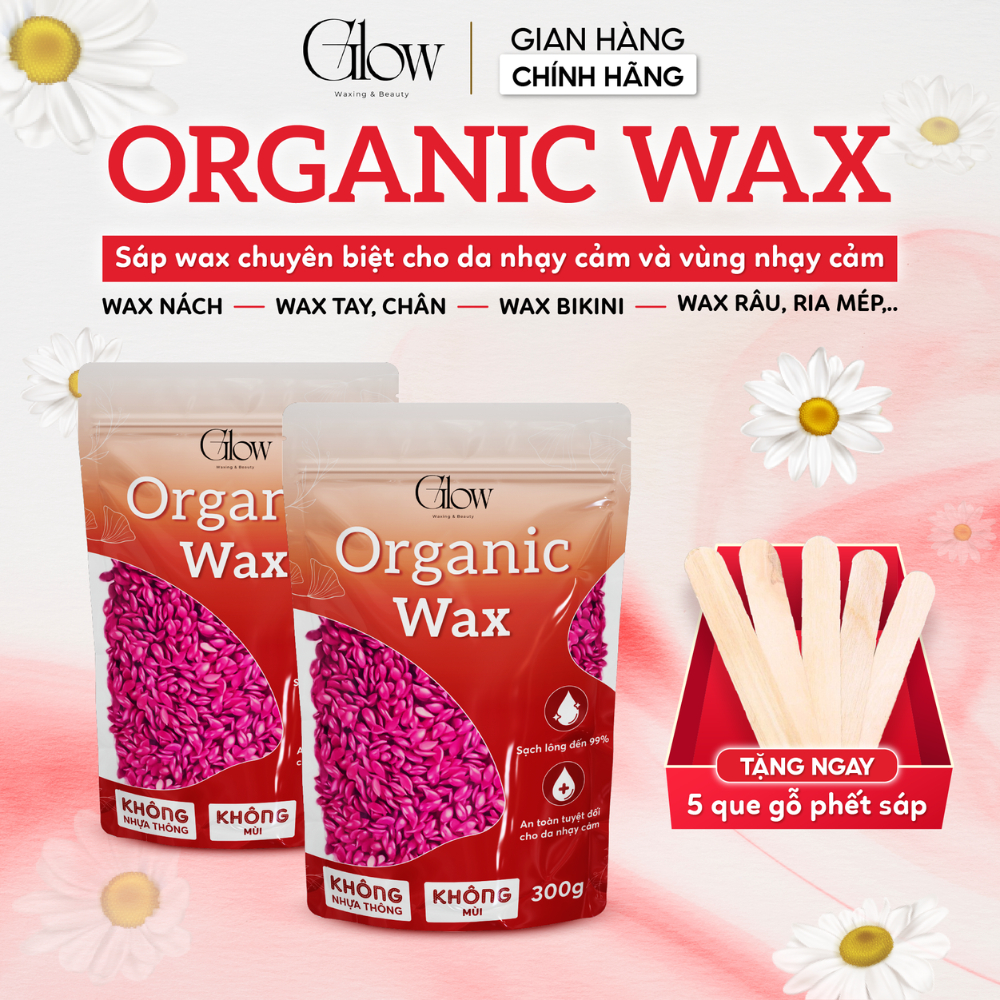 Sáp Wax Lông Organic GLOWWAXING Không Mùi Chuyên Dùng Cho Nách, Bi, Body Hàng Cao Cấp Túi 300gr