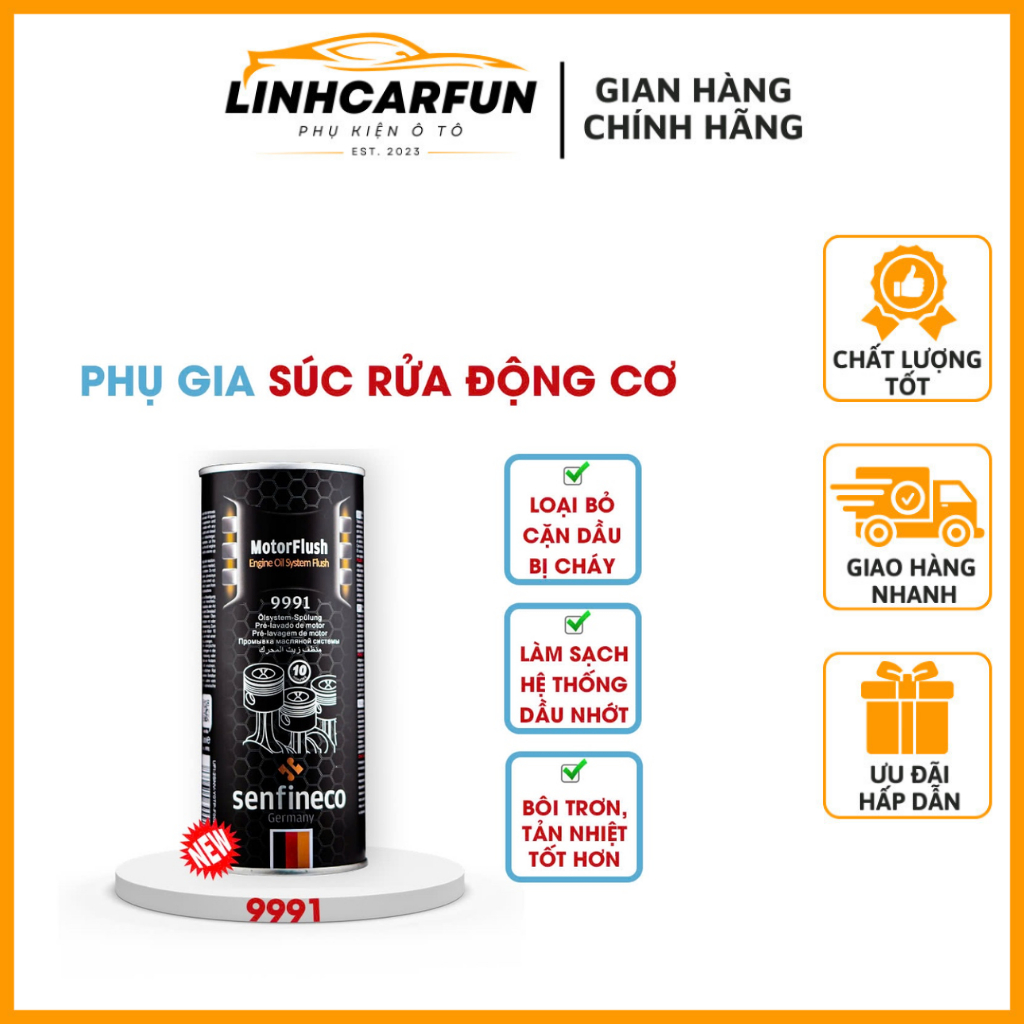 Dung Dịch Làm Sạch Động Cơ Senfineco 9991 443ml – Dùng Cho Máy Xăng Máy Dầu