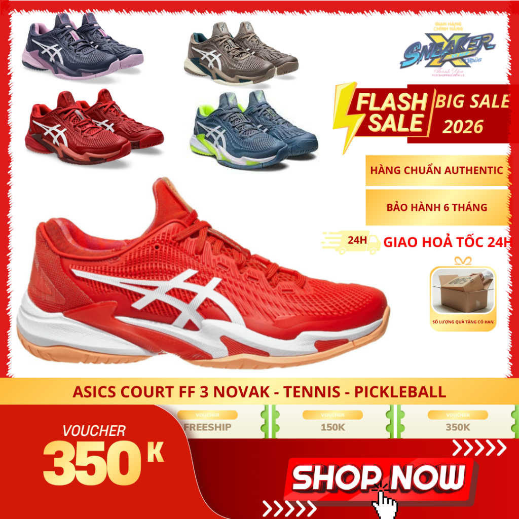 [BiG SALE VOUCHER XTRA] Giày Asics Court FF 3 Novak - Thể Thao Tennis Pickleball - Full Màu