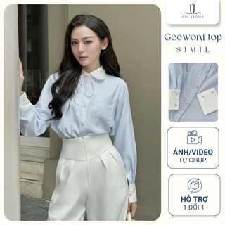 [JANG CLOSET] Sơ mi sọc xanh Jang Closet đi làm đi chơi Geewoni Top