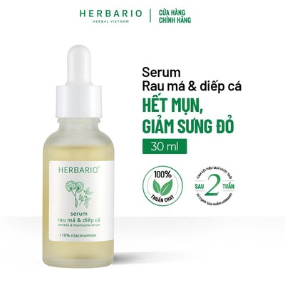 Serum Rau má và Diếp cá Herbario 30ml sạch mụn, thuần chay