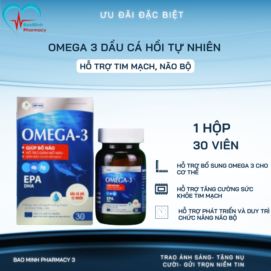 Omega 3 Dầu Cá Hồi Tự Nhiên 1000mg TH Pharma Hộp 30 Viên – Hỗ Trợ Tim Mạch, Não Bộ