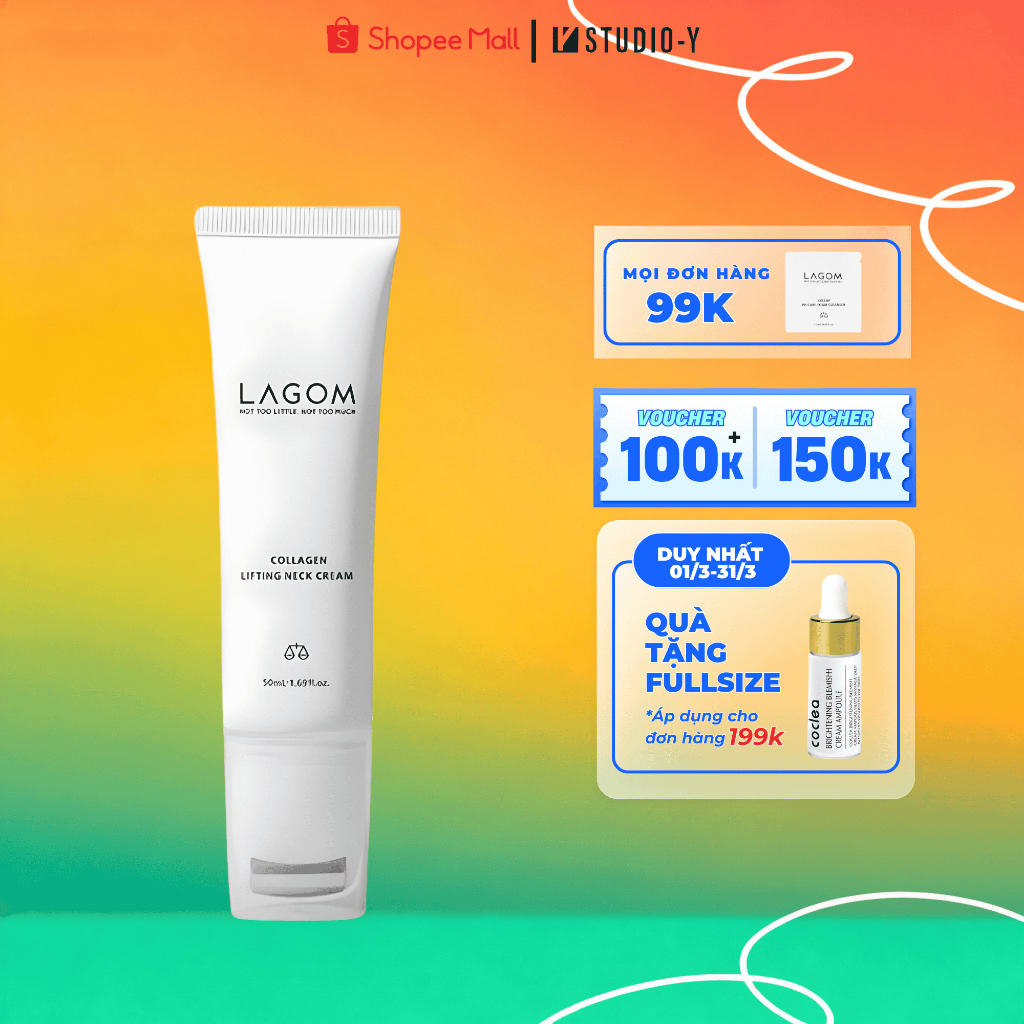 Kem dưỡng da cổ Lagom Collagen Lifting Neck Cream, hỗ trợ giảm nhăn và tăng độ đàn hồi cho vùng da c