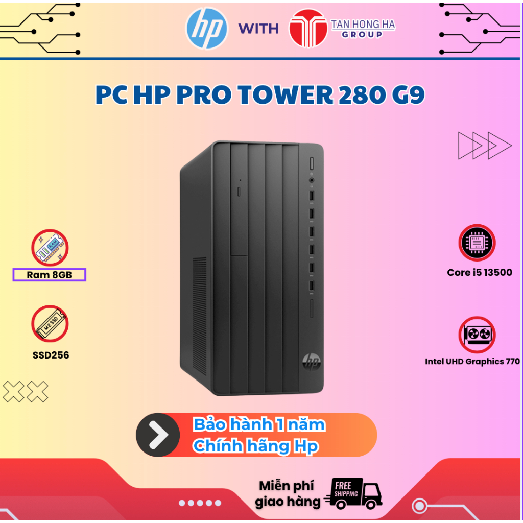 Máy tính để bàn HP Pro Tower 280 G9 9H1R9PT (i5-13500, 8GB RAM, 256GB SSD, Win 11) Chính hãng Bảo hà