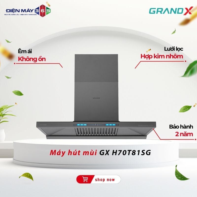 Máy hút mùi áp tường GrandX GX H70T81G(GX H70T81SG) - Thiết Kế Gọn Gàng, Vận Hành Ổn Định