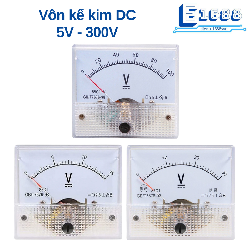 Vôn kế kim hiển thị điện áp DC 5V - 300V