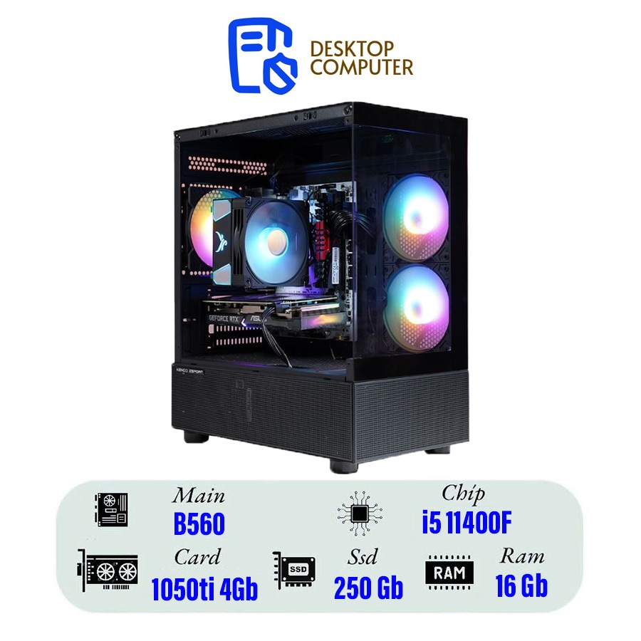 Máy Tính Gaming I5 11400F, VGA GTX 1650 4GB, Main B560
