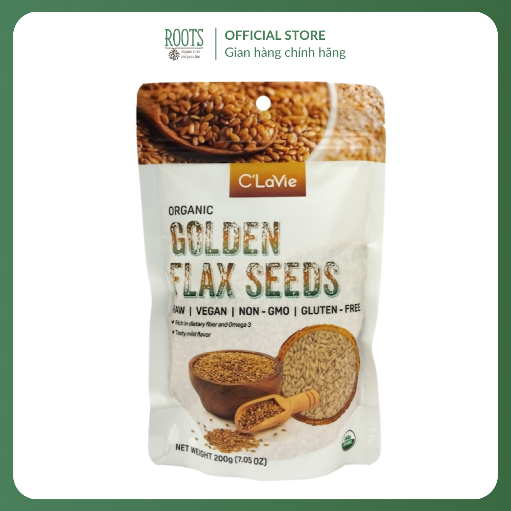 (Ship hỏa tốc) C'LAVIE - Hạt Lanh Vàng Hữu Cơ, Organic Gold Flax Seeds, 7.05 oz (200g)