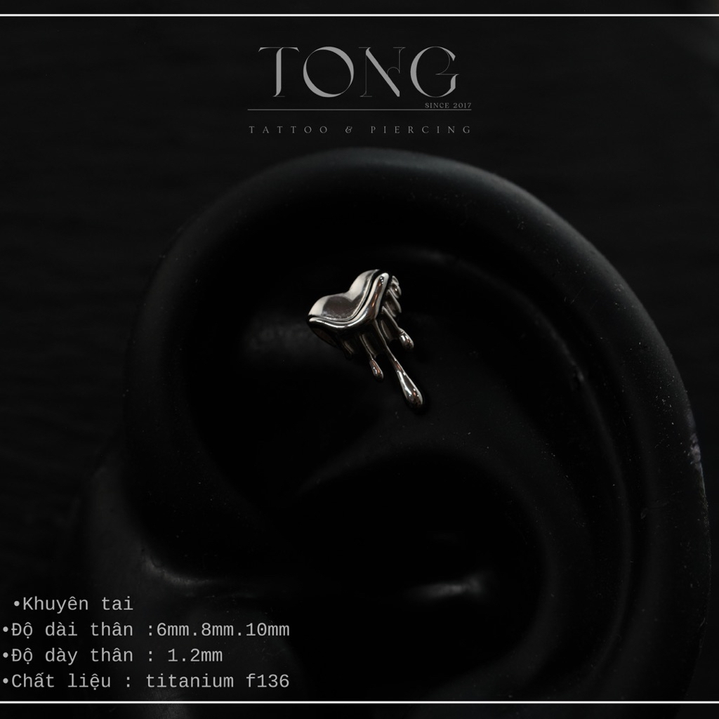 khuyên trái tim titanium f136