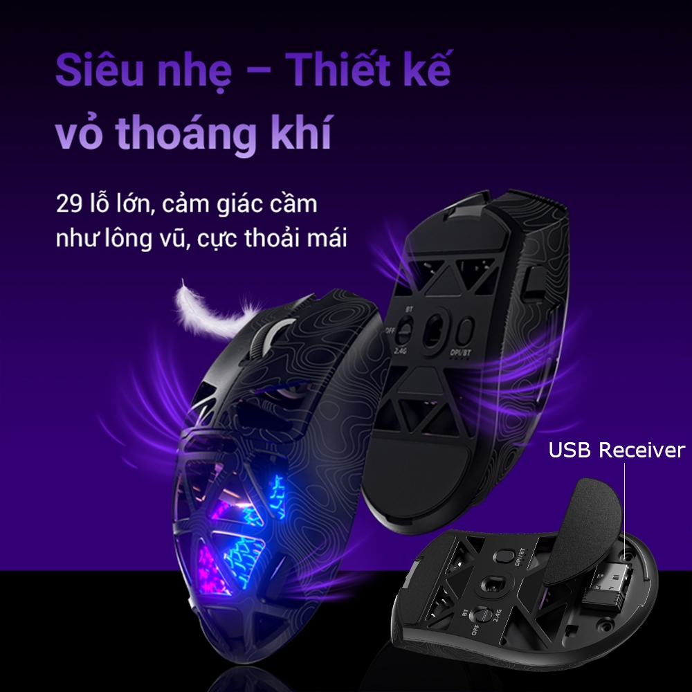 Chuột Gaming Không Dây FURYCUBE G11, RGB LED Cá Tính, 2.4G + Bluetooth+USB, Nhẹ Đẹp, Dùng Văn Phòng | BigBuy360 - bigbuy360.vn