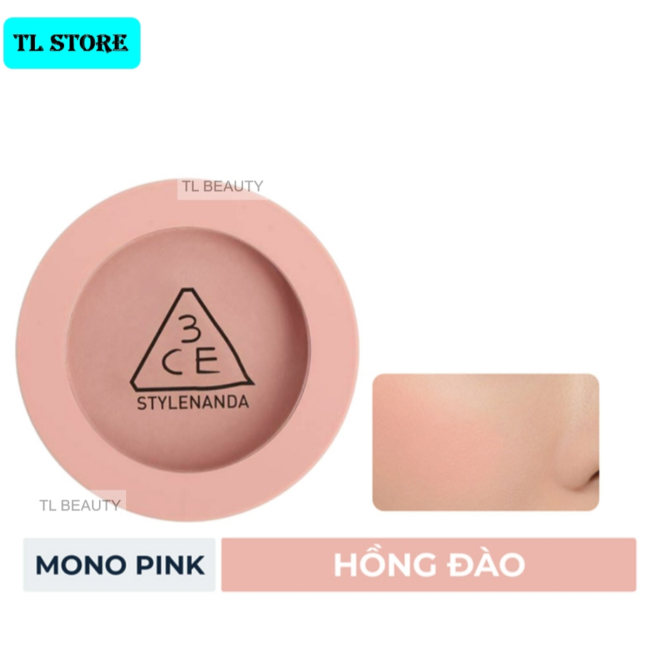 Phấn má 3CE Hàn Quốc Màu Hồng Đào Sang Xịn Mịn - 3CE MOOD RECIPE FACE BLUSH #Mono Pink