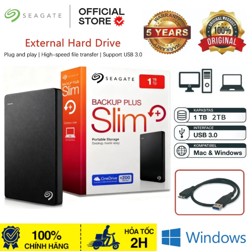 Seagate HDD 1TB 2TB External hard drive USB3.0 cho Laptop/P-Hàng chính hãng-Bảo hành 5 năm.
