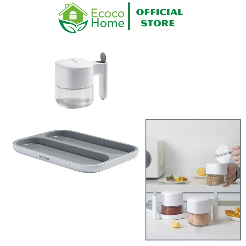 Hũ Đựng Gia Vị ECOMAC Chống Ẩm Kèm Thìa Để Bàn Thông Minh Tiện Lợi EC33