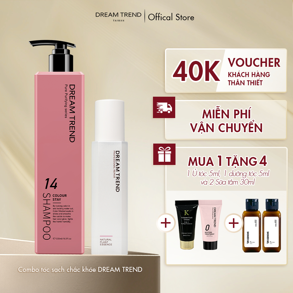 Combo Dầu Gội Làm Sạch DREAM TREND 500ml + Tinh Chất Dưỡng Tóc AHA Essence DREAM TREND 120ml