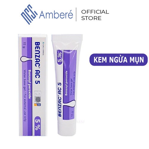 Kem Benzac AC 5% 2.5% Benzoyl peroxide 5% chấm mụn giảm mụn bọc mụn đầu trắng sưng tẩy đỏ dung tích 