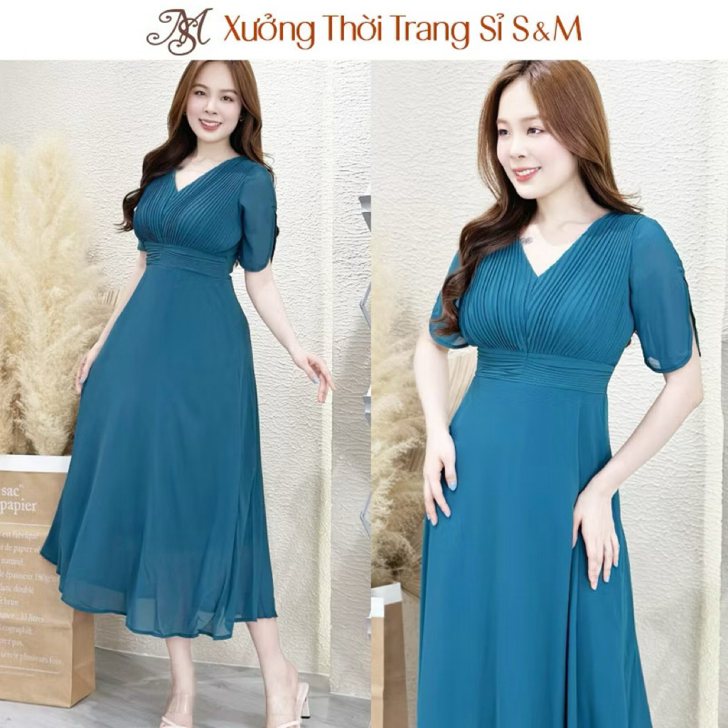 [PASS NEW] Đầm Trung Niên Linh Trà (LT3015) thiết kế sang trọng, Đầm tặng mẹ, tặng bà Đầm đi tiệc