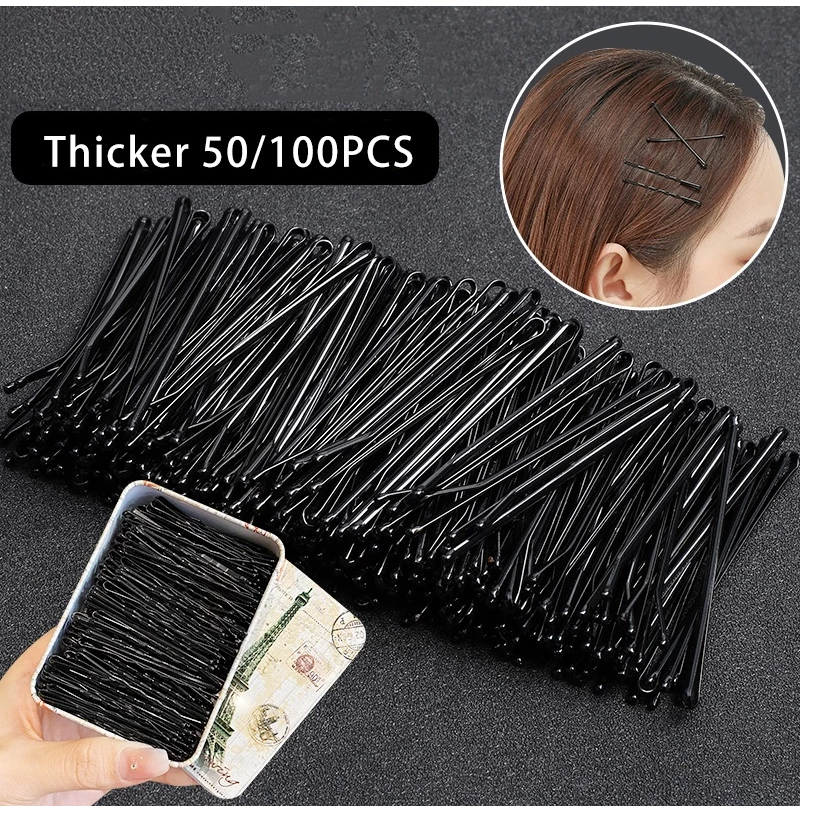 Kẹp tóc mái - Set 50 / 100 Kẹp Tóc Màu Đen Đơn Giản