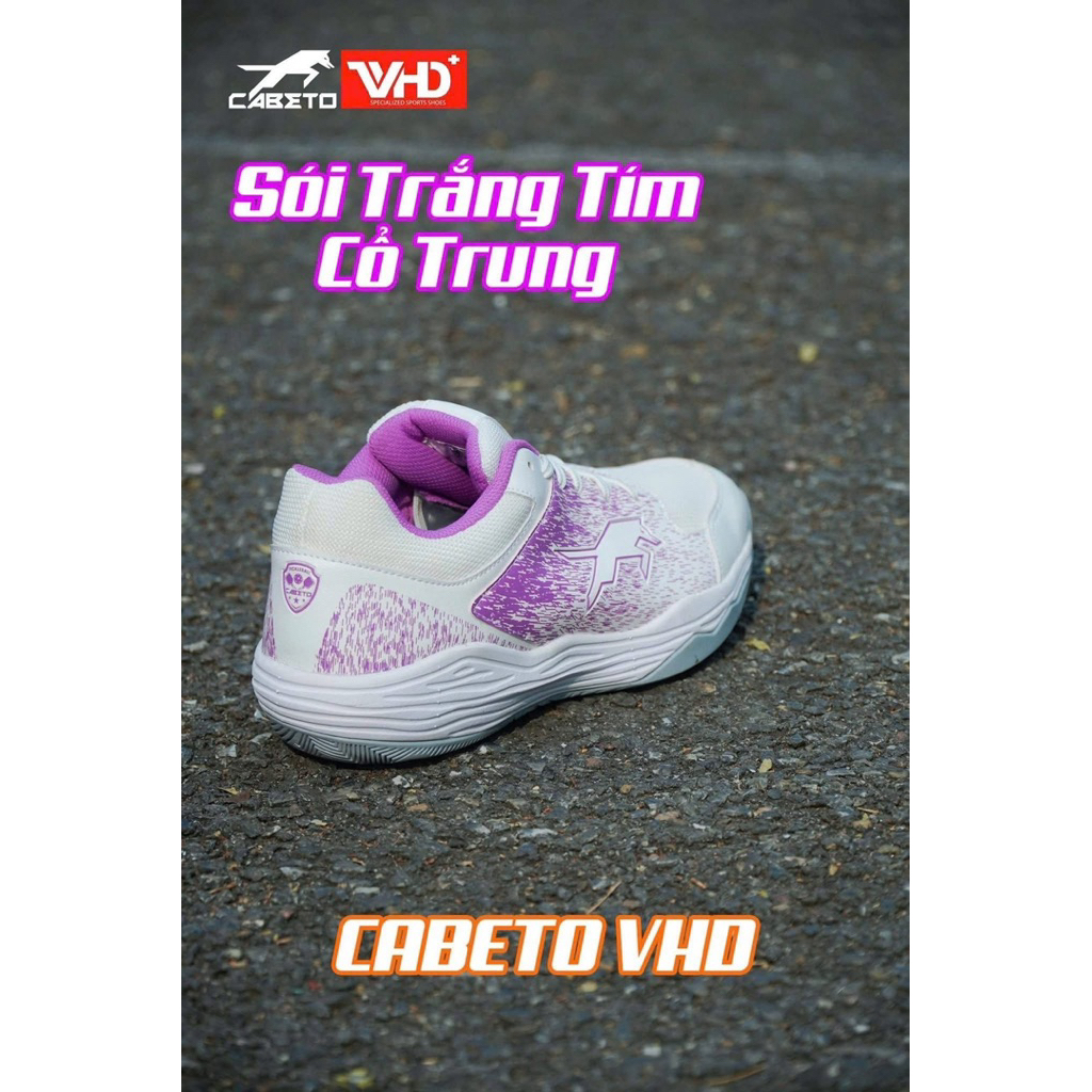 Giày bóng chuyền Sói VHD Trắng tím( tặng tất, cặp dây thay đổi)