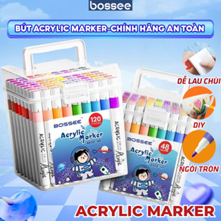 Hộp 120 Bút Màu Acrylic Marker, Màu Tươi Sáng, Bền Màu, Có Quai Xách DIY Trên Nhiều Chất Liệu