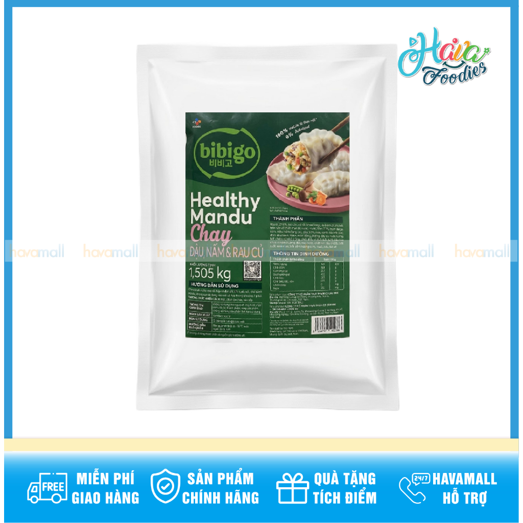 Bánh Xếp Mandu Chay Bibigo Plant-Based 1,505kg – Bibigo Healthy Vegetable Mandu
