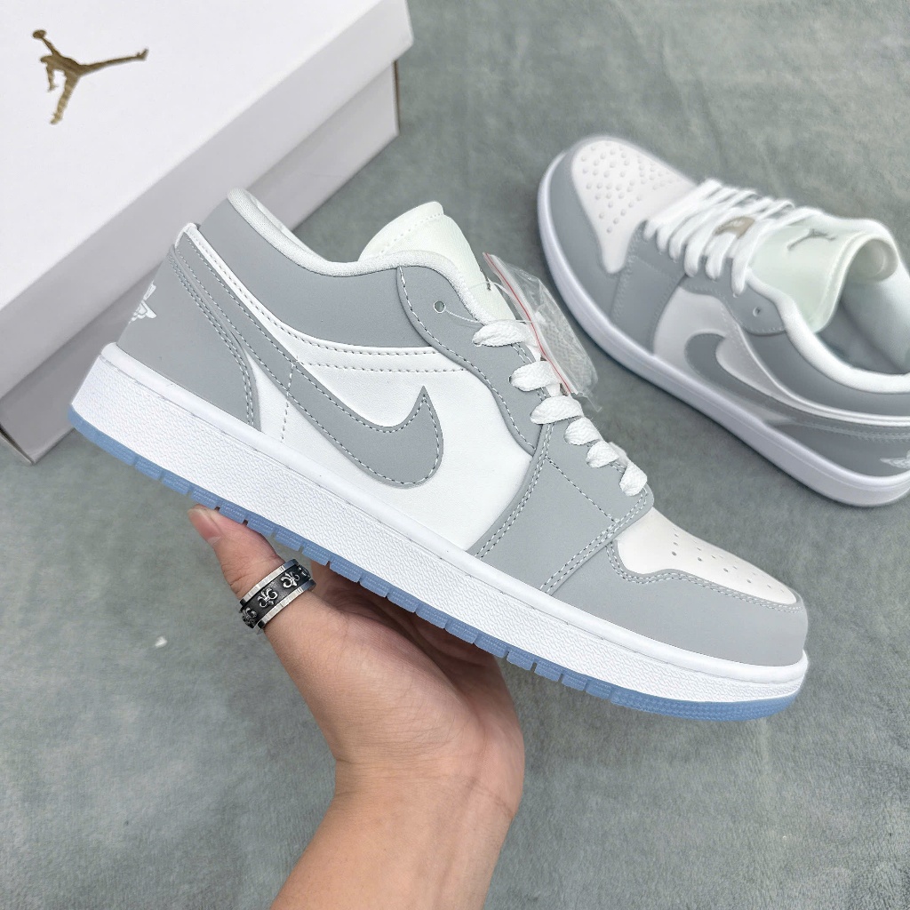 Giày Thể Thao  AJ1 Low Xám Trắng