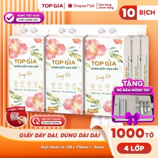 (BAO BÌ MỚI) Khăn giấy rút treo tường Sương Mai TopGia 10 bịch tặng 10 món bấm móng 4 lớp dày dai